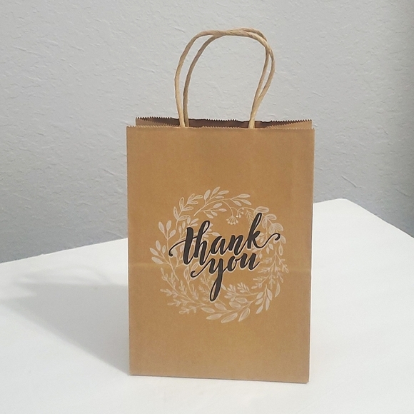 24ct Recycled Brown Paper Bag Thank You Gift Bags - Picture 2 of 5